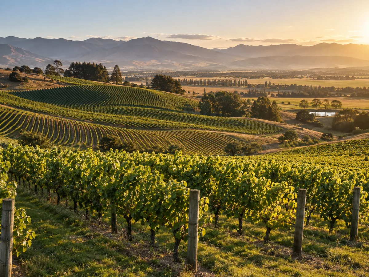 Rolling vineyard hills in the Wairarapa region