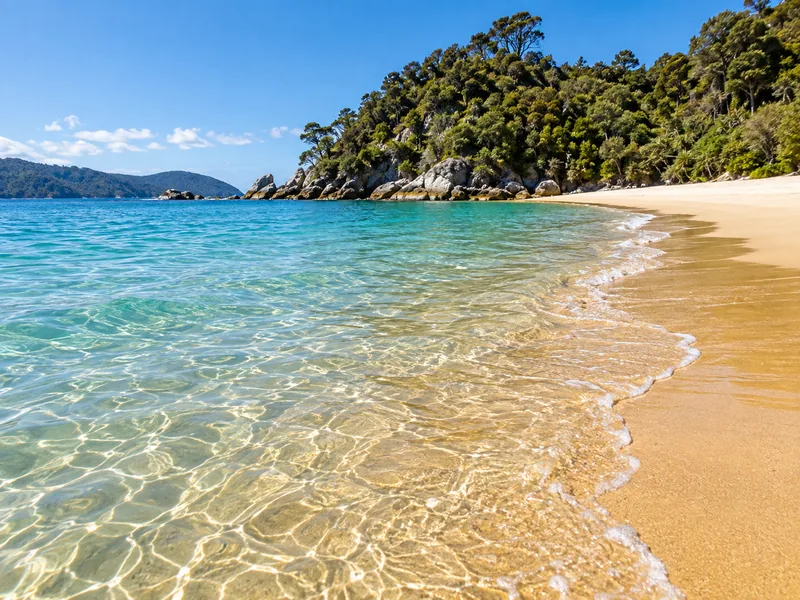 Golden sand and turquoise water at Abel Tasman National Park