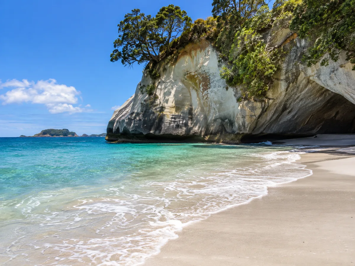 Cathedral Cove's rock arch on the Coromandel Peninsula